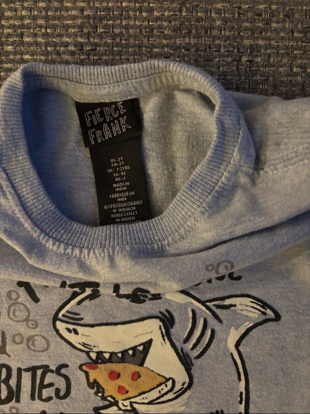 RESERVED for KIERSTEN Short Sleeve Shark Pizza Tee in Light Blue - Picture 2 of 3